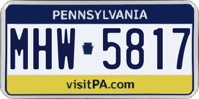 PA license plate MHW5817