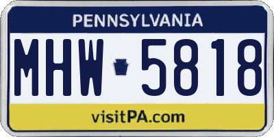 PA license plate MHW5818