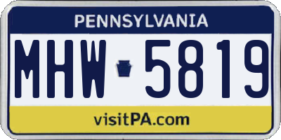PA license plate MHW5819