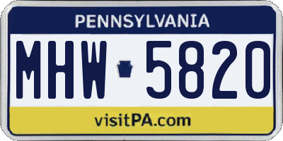 PA license plate MHW5820