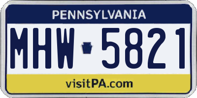 PA license plate MHW5821