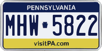PA license plate MHW5822