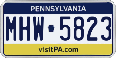 PA license plate MHW5823