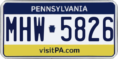 PA license plate MHW5826