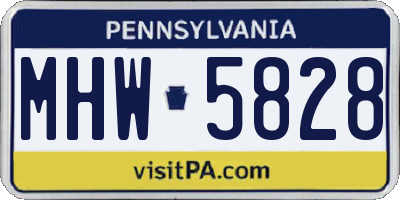 PA license plate MHW5828
