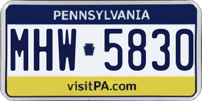 PA license plate MHW5830