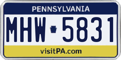 PA license plate MHW5831