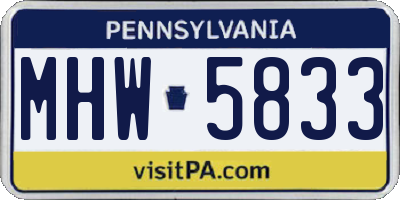 PA license plate MHW5833