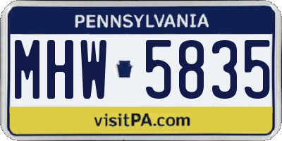 PA license plate MHW5835