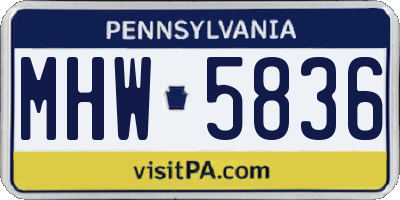 PA license plate MHW5836