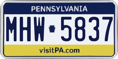 PA license plate MHW5837