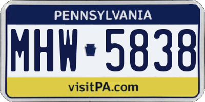 PA license plate MHW5838