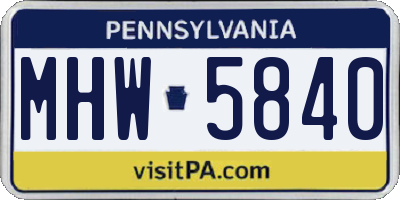 PA license plate MHW5840