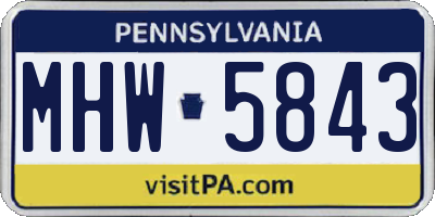 PA license plate MHW5843