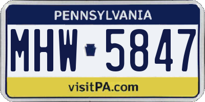 PA license plate MHW5847