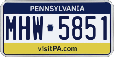 PA license plate MHW5851