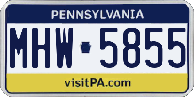 PA license plate MHW5855