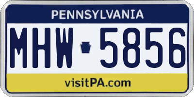 PA license plate MHW5856