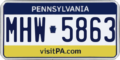 PA license plate MHW5863