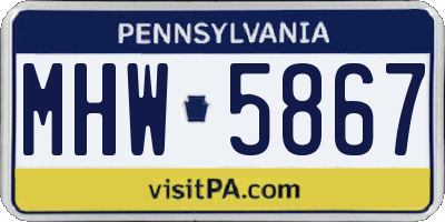 PA license plate MHW5867