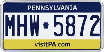 PA license plate MHW5872