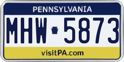 PA license plate MHW5873