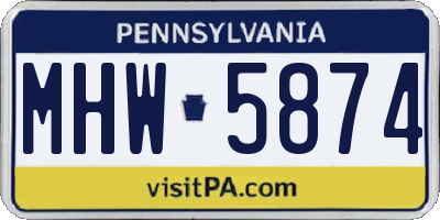PA license plate MHW5874