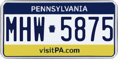 PA license plate MHW5875