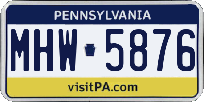 PA license plate MHW5876