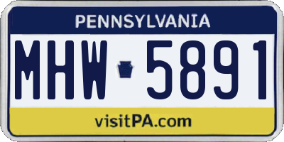 PA license plate MHW5891