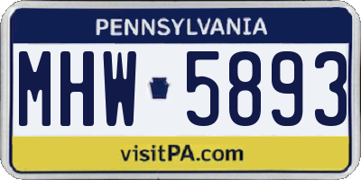 PA license plate MHW5893