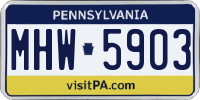PA license plate MHW5903