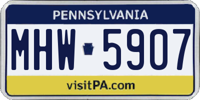 PA license plate MHW5907