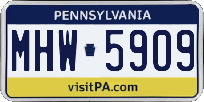 PA license plate MHW5909