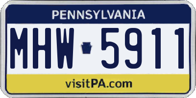 PA license plate MHW5911