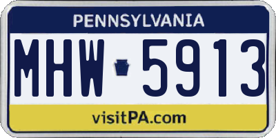 PA license plate MHW5913