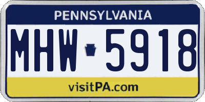 PA license plate MHW5918