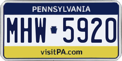 PA license plate MHW5920
