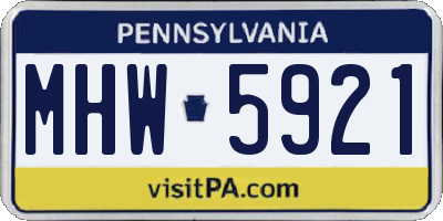 PA license plate MHW5921