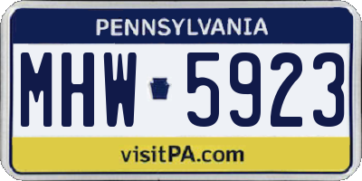 PA license plate MHW5923