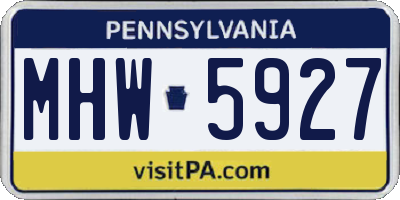 PA license plate MHW5927
