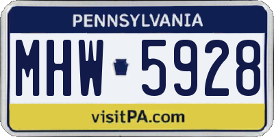 PA license plate MHW5928
