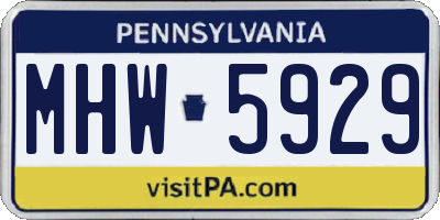 PA license plate MHW5929