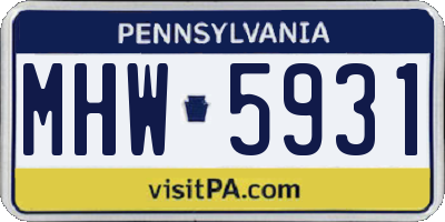 PA license plate MHW5931