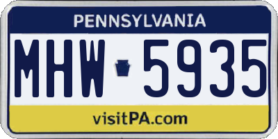 PA license plate MHW5935
