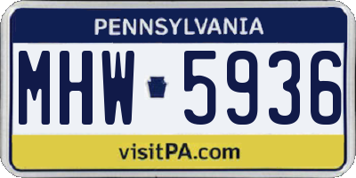 PA license plate MHW5936