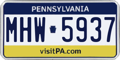 PA license plate MHW5937