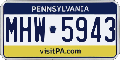 PA license plate MHW5943