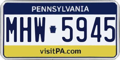 PA license plate MHW5945