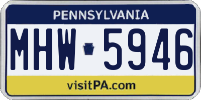 PA license plate MHW5946